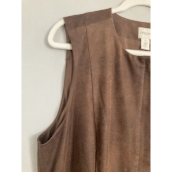 Chico’s Edgy Faux Leather Vest Topper LARGE Java Brown Versatile Sophisticated - Picture 2 of 9